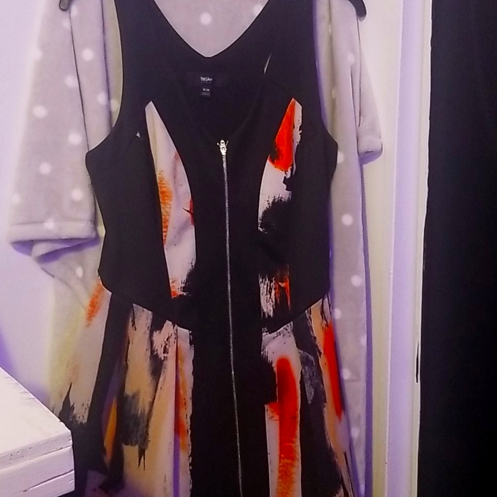 Black and Orange Short Dress